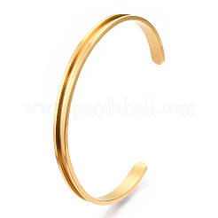 C-Shaped 201 Stainless Steel Grooved Cuff Bangles&nbsp;STAS-WH0047-67G
