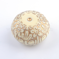 Flat Round with Flower Plating Acrylic Beads&nbsp;PACR-Q102-83A