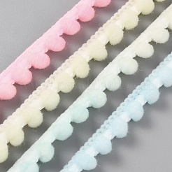 ポリエステルレーストリム  ポンポントリムボールフリンジレースリボン  カラフル  3/8インチ（10mm）&nbsp;OCOR-WH0082-291