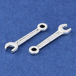チベットスタイルの亜鉛合金レンチペンダント  鉛フリー＆カドミウムフリー  アンティークシルバー  24.3x5.8x1.5mm  穴：2mm  約1000個/500g&nbsp;TIBEP-R334-161AS-RS