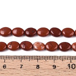 天然石レッドジャスパービーズ連売り  フラットオーバル  8x6x4mm  穴：0.8mm  約48~49個/連  14.88~15.16''（37.8~38.5センチメートル）&nbsp;G-T142-31