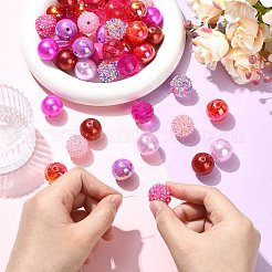 50個 15スタイル 樹脂ラインストーン＆アクリルビーズファインディングキット  ラウンド  ミックスカラー  19.5~20mm&nbsp;DIY-CJ0003-30