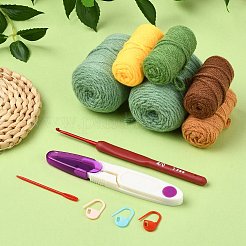 初心者向け DIY ひまわりバッグ編みキット 1 箱  かぎ針編みフックが含まれます  ポリエステル糸  かぎ針  ステッチマーカー  はさみ  命令  カラフル  25x18.5x8.5cm&nbsp;DIY-CJ0002-53