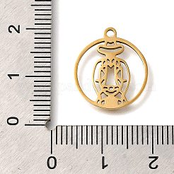 ステンレスペンダント201個  フラットラウンドのチャーム  ゴールドカラー  17x15x1mm  穴：1.5mm&nbsp;STAS-R136-26G