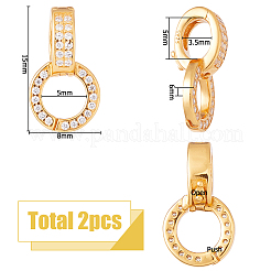 スターリングシルバーパヴェクリアキュービックジルコニアツイスタークラスプ2個925個  ゴールドカラー  15x8x6mm  穴：5mm  2個/セット&nbsp;STER-HS0001-22B-G