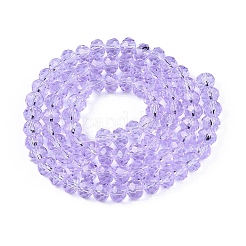 透明ガラスビーズ連売り  ファセット（32ファセット）  ロンデル  ライラック  4x3.5mm  穴：0.8mm  約115~120個/連  16.54~17.4''（42~43.5センチメートル）&nbsp;X-GLAA-T023-4mm-B01