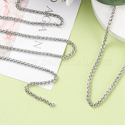 Non-Tarnish 3.28 Feet 304 Stainless Steel Wheat Chains&nbsp;X-STAS-O076-07