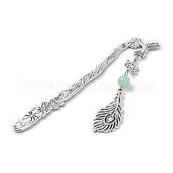 Natural & Dyed Malaysia Jade Round Beaded Alloy Bookmarks&nbsp;AJEW-JK00292