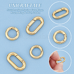 4Pcs 2 Styles Ion Plating(IP) 304 Stainless Steel Spring Gate Rings&nbsp;STAS-UN0050-05