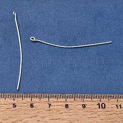 真鍮製アイピン  鉛フリー＆カドミウムフリー＆ニッケルフリー  ラウンド  銀  50mm  穴：1.5mm  21ゲージ（0.7mm）&nbsp;KK-CBA1A60-14A-S