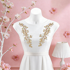 Brass Rhinestone Cloth Patches&nbsp;PATC-WH0031-003G-01