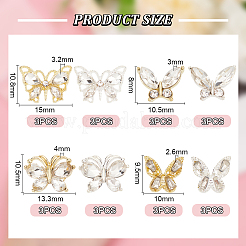 24Pcs 8 Style Alloy Rhinestone Cabochons&nbsp;MRMJ-BC0003-40