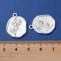 合金ペンダント  長持ちメッキ  バラのナゲット  銀  22.5x17.5x2mm  穴：1.6mm&nbsp;PALLOY-F309-41S