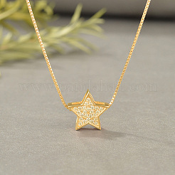 Star 925 Sterling Silver Micro Pave Clear Cubic Zirconia Pendant Necklaces for Women&nbsp;FS-WGE80D2-01