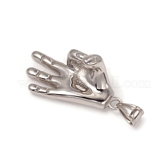 変色しない304ステンレススチールASLペンダント  いいジェスチャー  ステンレス鋼色  39.5x18x18mm  穴：8x5mm&nbsp;STAS-I132-13P