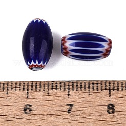 手作りのミルフィオリガラス樽ビーズ  シェブロンビーズ  プルシアンブルー  10~14x6~9mm  穴：0.5~2.5mm&nbsp;LS-LA-N002-03C