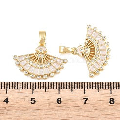 真鍮エナメルクリアキュービックジルコニアペンダント  ファンチャーム  18KGP本金メッキ  16x21x2mm  穴：5x2mm&nbsp;KK-E800-09A-G