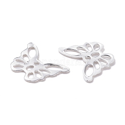 304ステンレススチールチャーム  蝶  銀  10.5x15x0.6mm  穴：1~4mm&nbsp;STAS-H436-58S