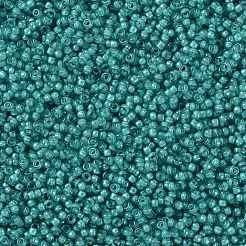 MIYUKIラウンドロカイユビーズ  日本製シードビーズ  （rr3765)白い裏地のエメラルド  15/0  1.5mm  穴：0.7mm  約5555PCS /ボトル  10 G /ボトル&nbsp;SEED-JP0010-RR3765