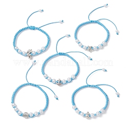 ABS Plastic Imitation Pearl Beads Braided Bead Bracelets for Women&nbsp;BJEW-JB13064