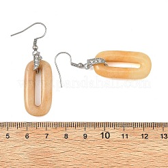 304ステンレススチール製ドロップピアス  オーバル  バーと天然石ミックスのドロップピアス  プラチナ  53x15.5mm&nbsp;EJEW-JE07511