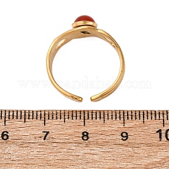 304ステンレススチールオープンカフリング  女性用天然宝石リング  イオンプレーティング（ip）  18KGP本金メッキ  7mm  内径: 調節可能&nbsp;RJEW-A071-07G