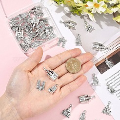 50pcs5スタイルチベットスタイル亜鉛合金ペンダント  混合建築のチャーム  鉛フリー＆カドミウムフリー  アンティークシルバー  18~28x10~16x1.5~5mm  穴：1.8~3mm  10個/スタイル&nbsp;TIBEP-YW0002-36