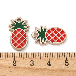 合金エナメルチャーム  DIYアクセサリー  パイナップル  ローズゴールド  レッド  21x13x3mm&nbsp;PALLOY-TAC0013-22A