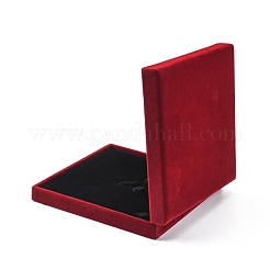 ベルベットのネックレスボックス  アクセサリー箱  プラスチック付き  長方形  ファイヤーブリック  158x154x33mm&nbsp;VBOX-G003-01