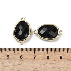 天然黒曜石ファセットコネクターチャーム  ラックメッキ真鍮楕円リンク  ゴールドカラー  22.5~23x13.5~14x6mm  穴：1.4mm&nbsp;G-K347-11G-16