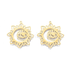 ステンレスペンダント201個  目で花  18KGP本金メッキ  33.5x32x1mm  穴：1.4mm&nbsp;STAS-N090-LA899-2