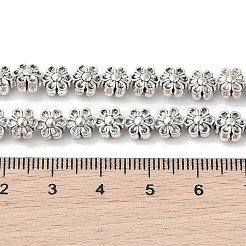 チベットスタイルの花の合金ビーズ連売り  鉛フリー＆カドミウムフリー＆ニッケルフリー  アンティークシルバー  6.5x4.5mm  穴：1mm  約35個/連  8インチ&nbsp;TIBEB-O007-13-NR