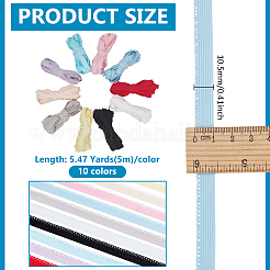 50M 10 Colors Flat Polyester Elastic Cord with Lace Edge&nbsp;OCOR-BC0009-38