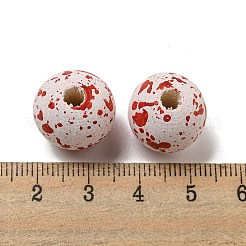 スプレーペイント シマウッドビーズ  ラウンド  ハロウィン/感謝祭テーマ  ファイヤーブリック  16x15mm  穴：4.2mm&nbsp;WOOD-H107-03A