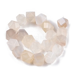 天然ホワイトアゲート瑪瑙ビーズ連売り  多面カットキューブ  10~11x10~11x9.5~11mm  穴：0.8mm  約20個/連  8.23''（20.9センチメートル）&nbsp;G-T138-31