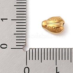 304ステンレススチールビーズ  ゴールドカラー  てんとう虫  8x6x4mm  穴：1.6mm&nbsp;STAS-M061-02G-08