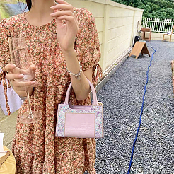 2ロール 2色 宝石チップ アイロン接着アップリケ メタルチェーン 縫製アクセサリー  洋服バッグ靴結婚披露宴デコレーション用  バイオレット＆ホワイト  ミックスカラー  35x4mm  50cm /ロール  1ロール/カラー&nbsp;DIY-PH0002-24