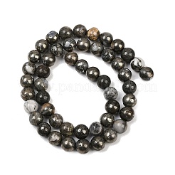 天然石パイライトビーズ連売り  ラウンド  8mm  穴：0.6mm  約47個/連  14.96インチ（38cm）&nbsp;G-G839-01-8mm