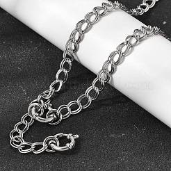 6.5mm 201ステンレススチールダブルリンクチェーンネックレス（ユニセックス）  変色しない  ステンレス鋼色  22.05インチ（56cm）&nbsp;NJEW-K302-05P