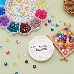 DIYキャンディーカラーブレスレット作りキット  ラウンド＆キューブアクリル＆absプラスチックパールビーズを含む  伸縮性のある糸  ミックスカラー  390個/セット&nbsp;DIY-YW0005-79