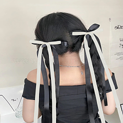 女の子用プラチナアイアンワニ口ヘアクリップ10個（5色）  ポリエステル蝶結び付き  ミックスカラー  388x88x9mm  1pc /カラー&nbsp;OHAR-LP0001-36