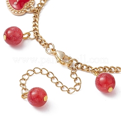 Valentine's Day Alloy Enamel & Resin Charm Bracelet&nbsp;BJEW-JB09565-01
