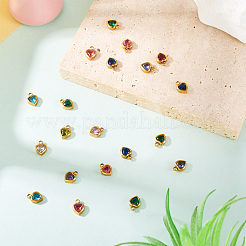 304ステンレススチールラインストーンペンダント20個  ハート  18KGP本金メッキ  8x6x3mm  穴：1.5mm&nbsp;STAS-TA0002-91