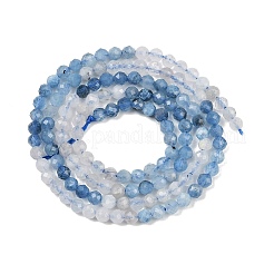天然石アクアマリンビーズ連売り  多面カット  ラウンド  3~3.5mm  穴：0.7mm  約135個/連  38~39cm&nbsp;G-C226-B03-3mm