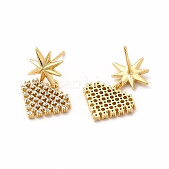 Rack Plating Brass Micro Pave Cubic Zirconia Stud Earrings&nbsp;EJEW-H091-29G