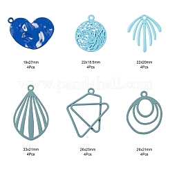 24Pcs 6 Style Blue Series Spray Painted Alloy Pendants&nbsp;FIND-LS0001-62