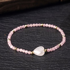 Natural Rose Quartz & Quartz Crystal Beads Stretch Bracelets for Women&nbsp;KL2694