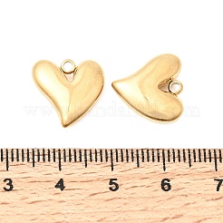 304ステンレススチールチャーム  ハート  ゴールドカラー  14x14x4.5mm  穴：1.6mm&nbsp;STAS-P441-02G