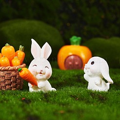 Resin Standing Rabbit Statue Bunny Sculpture Carrot Bonsai Figurine for Lawn Garden Table Home Decoration ( Mixed Color )&nbsp;JX086A