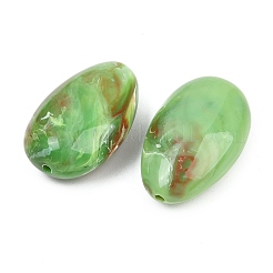 不透明アクリル天然石風ビーズ  卵  ツートン  ライムグリーン  42x26~26.5x17.5~18mm  穴：3mm  約41個/500g&nbsp;OACR-G064-12